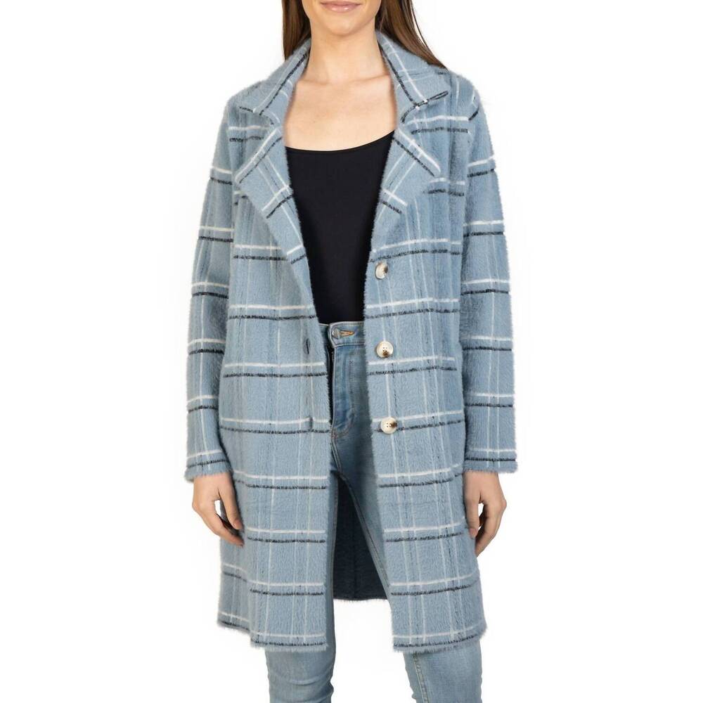 NEW LOVE TOKEN eve button down coatigan in blue